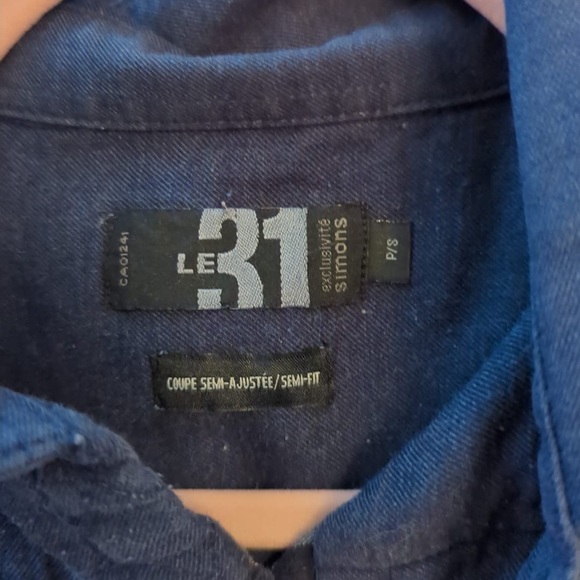 Le 31 Simons semi-fit blue plaid shirt - Picture 2 of 2